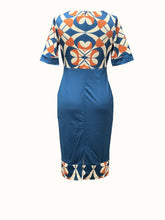Load image into Gallery viewer, Chic Striped & Floral Print Bodycon Dress - Fashionable Figure-Hugging Style - Flattering Crew Neck & Short Sleeves - Perfect for Spring & Summer Wardrobe - Womens Clothing