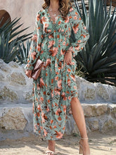Load image into Gallery viewer, Romantic Floral Print Maxi Dress - Flowy Pleats & Modest V-Neck - Versatile Long Sleeves for Vacation Style - Womens Clothing