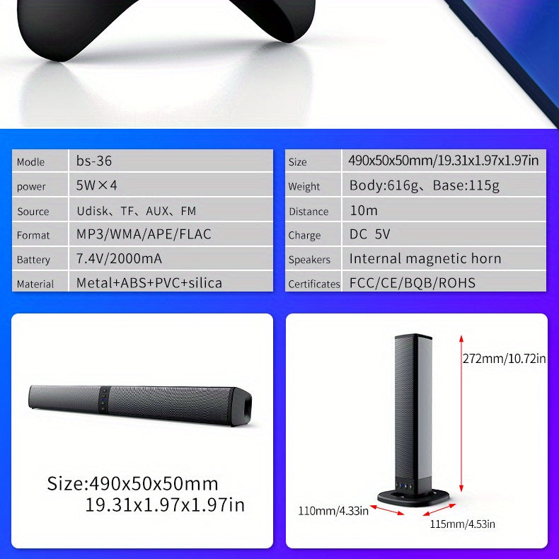 20W 3D Wireless Home Theater Computer Stereo Surround Speakers - Transformable into Two TV Speakers - Perfect Gift for Any Occasion