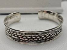 Load image into Gallery viewer, Vintage Southwestern Navajo Style Stamped .925 Sterling Silver Cuff Bracelet BUY