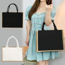 Load image into Gallery viewer, Women'S Reusable Jute Tote Bags with Floral Print - Large Capacity Shopping Bags, Black with Golden Letters (K, M, I, N), Durable Shoulder Bags for Groceries & Shopping, Shopping Bag|Decorative Tote|Durable Handle, Tote Bag