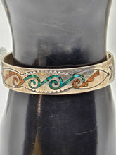 Load image into Gallery viewer, Old Native American Vintage Sterling Silver Jewelry Cuff Turquoise Inlay