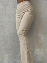 Load image into Gallery viewer, Stylish Flare Leg Pants - Soft and Stretchy Ribbed Fabric, Comfortable High-Rise Design, Flexible and Form-Fitting Waistband, Fashionable Flared Leg Style - Chic Womens Clothing for Everyday Wear