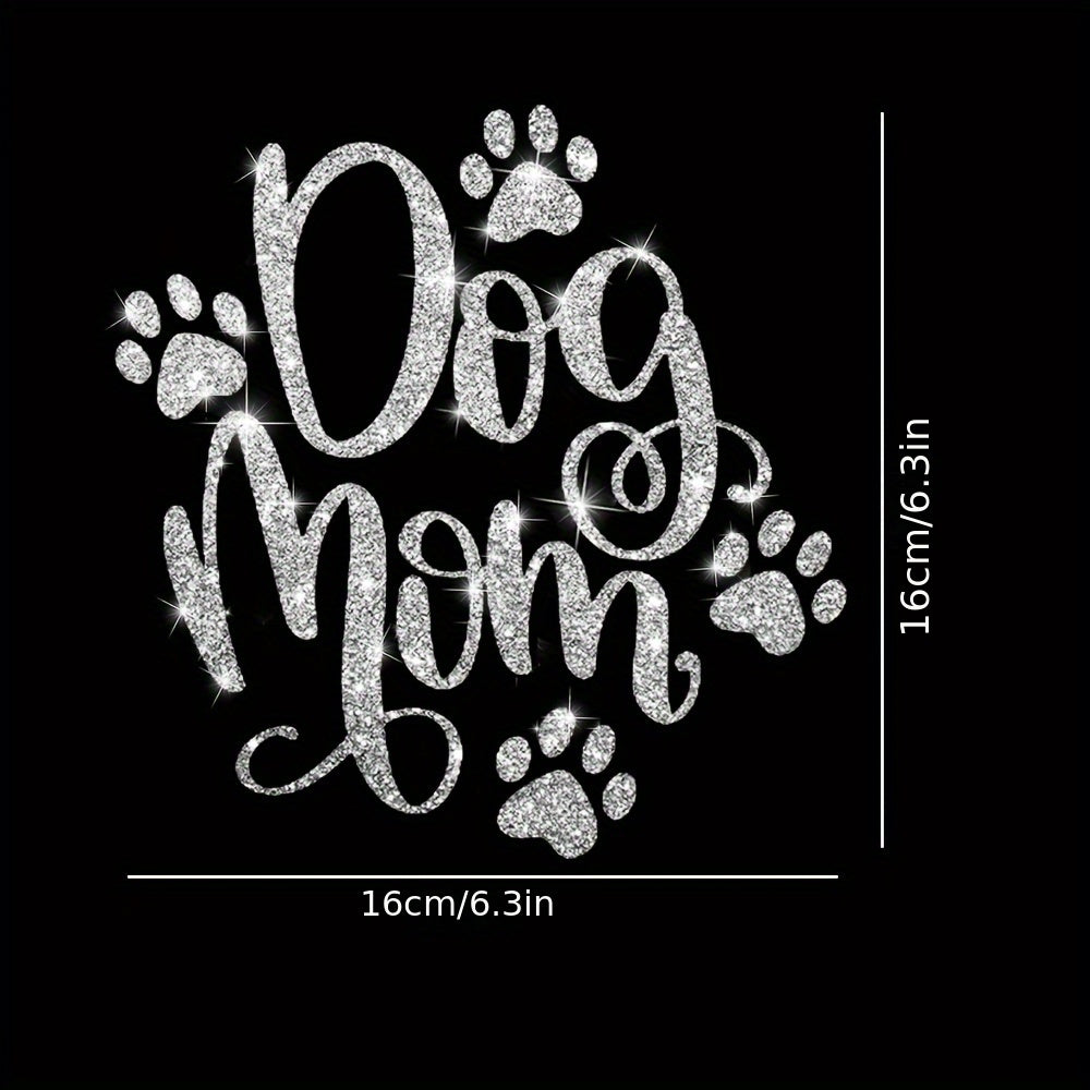 1pc Shiny Car Sticker - Cute Dog Mom Design, Warm Cartoon Love Pet Sticker for Car Body, Laptop, Window Decoration