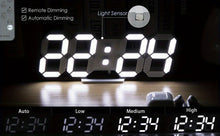 Load image into Gallery viewer, KOMUGI 9.7" Digital LED Wall Clock with Remote Control - USB Powered, Auto Dimmable, Alarm, Large Display for Bedroom & Living Room, Living Room Decor | Cubeshaped Design | Durable LED Numerals, Clock for Living Room