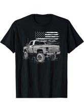Load image into Gallery viewer, Men's Vintage Pickup Truck T-Shirt - Classic American Flag Design, Comfortable Cotton, Casual Round Neck Tee, Machine Washable
