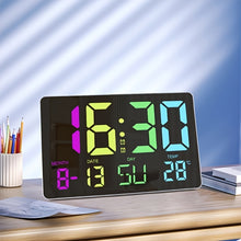 Load image into Gallery viewer, 1pc Multifunctional RGB Colorful Digital Remote Control Wall Clock (clock And Remote Control With Button Battery)
