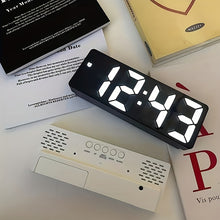 Load image into Gallery viewer, 1pc Smart Voice-Controlled LED Desk Clock with Snooze Function - Silent Digital Alarm for Bedroom & Office Use