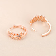 Load image into Gallery viewer, Leaf-Shaped Hoop Huggie Earrings Inlaid zirconia 18K Gold Plated Holiday Jewelry For Women Girls 1Pair