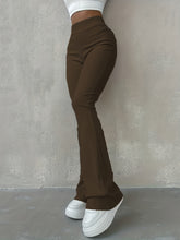 Load image into Gallery viewer, Stylish Flare Leg Pants - Soft and Stretchy Ribbed Fabric, Comfortable High-Rise Design, Flexible and Form-Fitting Waistband, Fashionable Flared Leg Style - Chic Womens Clothing for Everyday Wear