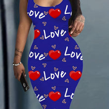 Load image into Gallery viewer, Heart & Letter Printed Tank Dress - Casual Sleeveless U Neck Design - Slim Fit & Flattering - Ideal Summer Womens Clothing