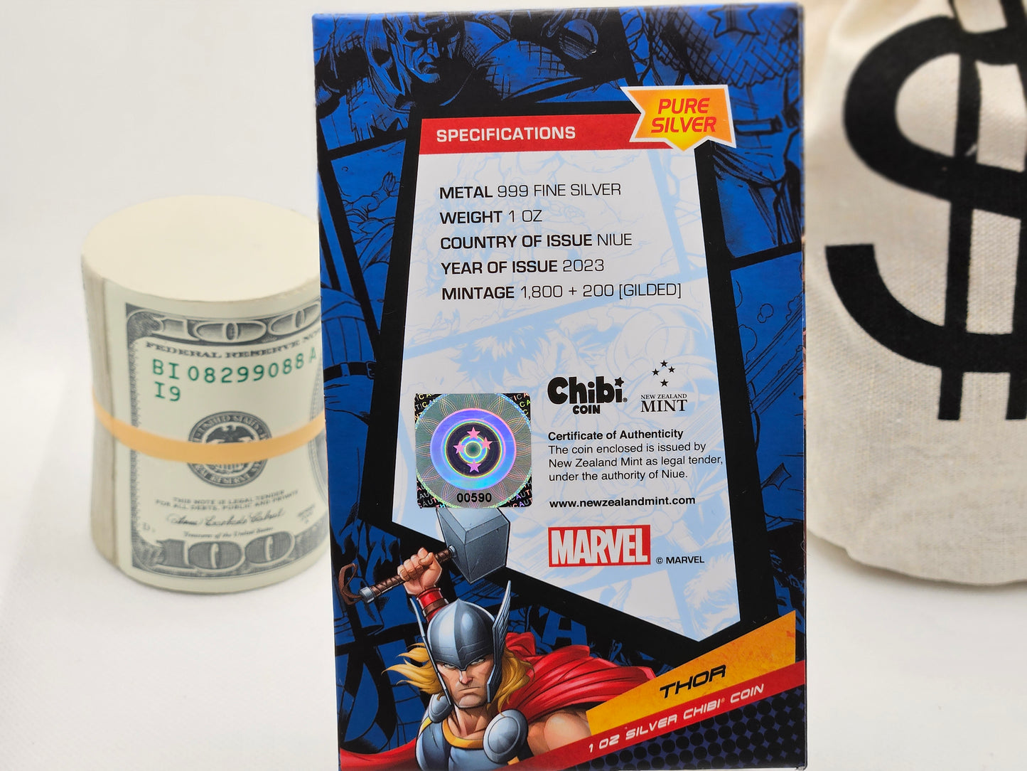 2023 Niue 2oz Proof Silver Chibi Thor in Collectors Box Marvel Silver Coins