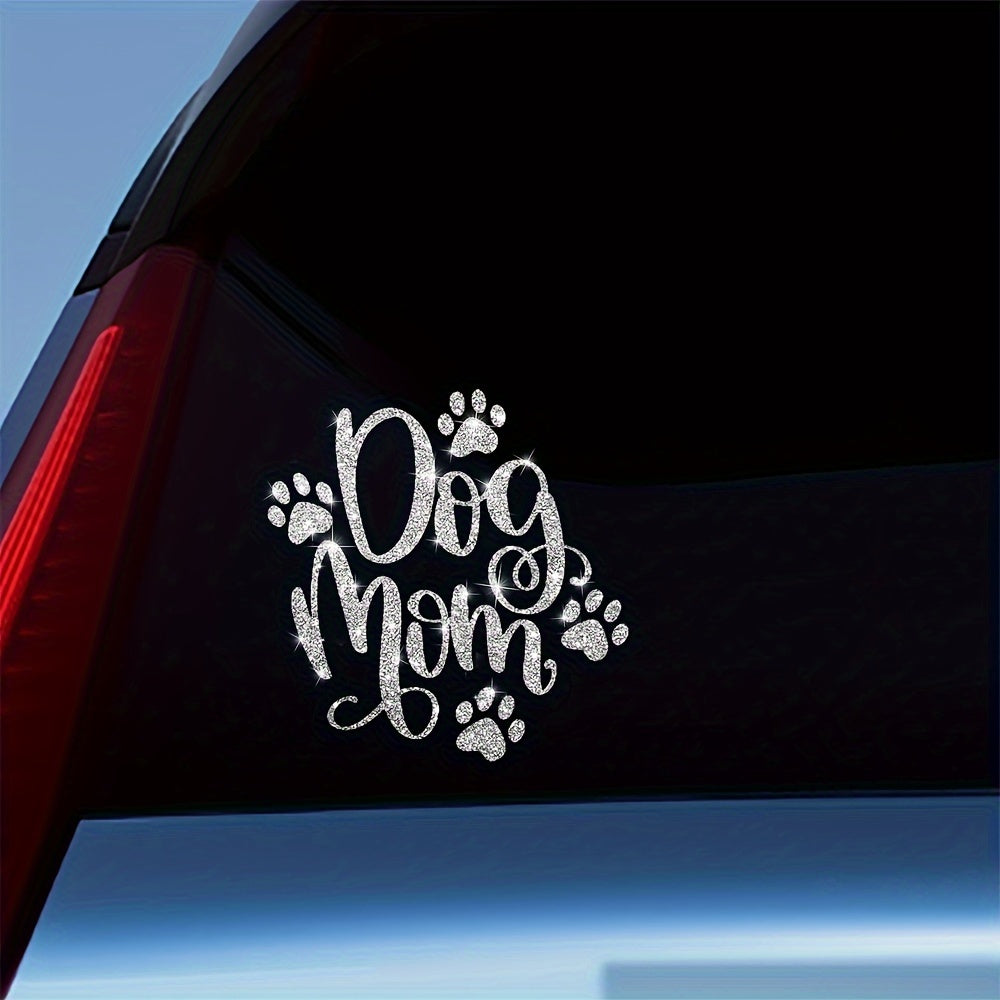 1pc Shiny Car Sticker - Cute Dog Mom Design, Warm Cartoon Love Pet Sticker for Car Body, Laptop, Window Decoration