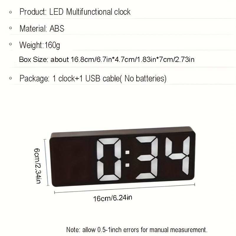 1pc Smart Voice-Controlled LED Desk Clock with Snooze Function - Silent Digital Alarm for Bedroom & Office Use