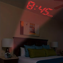 Load image into Gallery viewer, 1pc Innovative LCD Projection Desk Clock - Talking Voice Prompt, Digital Alarm, Thermometer, Snooze Function, LED Display, Time Display, Compact Design - Battery Not Included