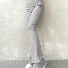 Load image into Gallery viewer, Stylish Flare Leg Pants - Soft and Stretchy Ribbed Fabric, Comfortable High-Rise Design, Flexible and Form-Fitting Waistband, Fashionable Flared Leg Style - Chic Womens Clothing for Everyday Wear