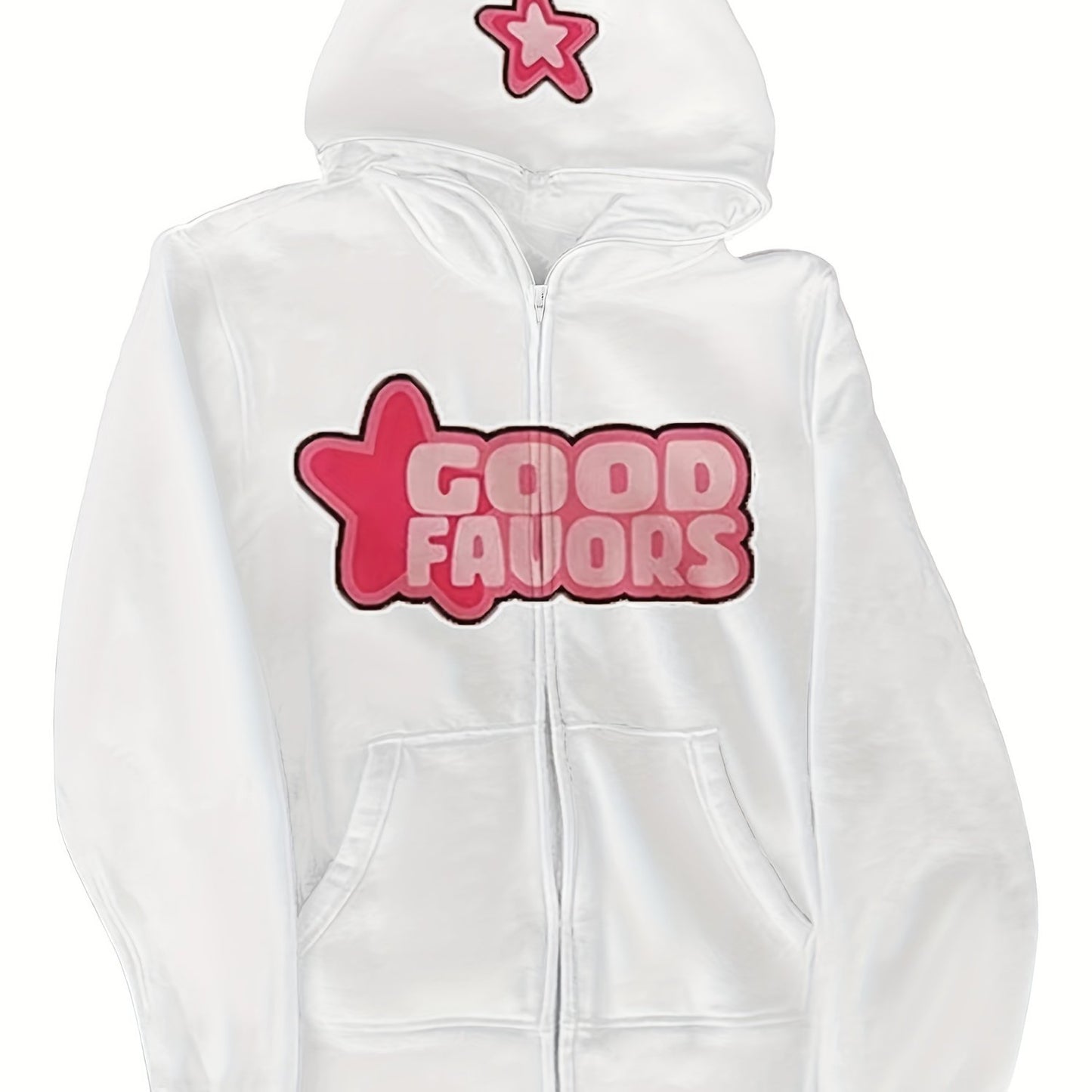 Trendy Womens Letter Print Hoodie - Full Zipper, Long Sleeve Casual Sweatshirt with Comfortable Pockets - Relaxed Fit, Soft & Stylish Womens Clothing