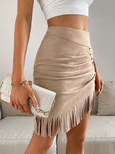 Load image into Gallery viewer, Micro Elasticity Solid Color Tassel Ruched Beaded Bodycon Skirt - Stretchy Polyester Fabric, Elegant Casual Wear for Spring & Summer - Womens Clothing for All Seasons