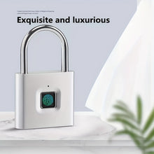 Load image into Gallery viewer, 1pc Mini Smart Fingerprint Padlock, Security Door Lock, Antitheft Keyless USB Rechargeable Lock For Suitcase Luggage