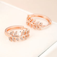Load image into Gallery viewer, Leaf-Shaped Hoop Huggie Earrings Inlaid zirconia 18K Gold Plated Holiday Jewelry For Women Girls 1Pair