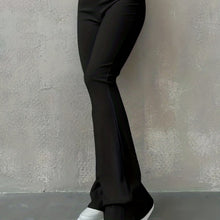 Load image into Gallery viewer, Stylish Flare Leg Pants - Soft and Stretchy Ribbed Fabric, Comfortable High-Rise Design, Flexible and Form-Fitting Waistband, Fashionable Flared Leg Style - Chic Womens Clothing for Everyday Wear