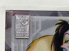 Load image into Gallery viewer, 1 Grain Pure Silver Bar in Premium Disney Silver Bar in Card Assay .999 Cruella De Vil