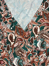 Load image into Gallery viewer, Chic Paisley Print Drawstring Dress - Alluring Surplice Neckline & Adjustable Long Sleeves - Figure-Flattering Womens Clothing for Versatile Style