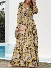 Load image into Gallery viewer, Romantic Floral Print Maxi Dress - Flowy Pleats & Modest V-Neck - Versatile Long Sleeves for Vacation Style - Womens Clothing