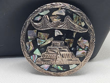 Load image into Gallery viewer, Amazing Aztec Style Real Native American Made Silver Pendant or Belt Buckle Indian Abiola Shell