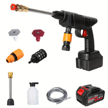 Load image into Gallery viewer, Portable Cordless Handheld High Pressure Car Wash Gun, 2 Rechargeable Battery Powered, Nozzle Stainless Steel Handheld Pressure Car Wash Gun Cleaning Kit For Car Detailing, Fencing, Floor Cleaning, Plants And More.