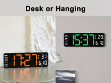 Load image into Gallery viewer, Large Screen Digital Wall Clock With Indoor Temperature Date Week Display, Desk Countdown Digital Timer, 13 Inch Nordic Simple Living Room 10-level Brightness Adjustment Auto Light Led Dual Alarm Clock With Remote Control (Bu
