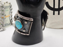Load image into Gallery viewer, Amazing Vintage Native American Sterling Silver Jewelry with Large Turquoise Stone Bracelet