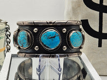 Load image into Gallery viewer, Amazing Vintage Native American Sterling Silver Jewelry with Large Turquoise Stone Bracelet