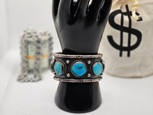 Load image into Gallery viewer, Amazing Vintage Native American Sterling Silver Jewelry with Large Turquoise Stone Bracelet