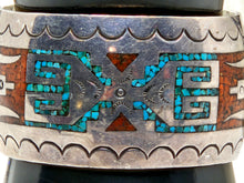 Load image into Gallery viewer, Beautiful Native American Vintage Sterling Silver Jewelry Cuff Turquoise Inlay