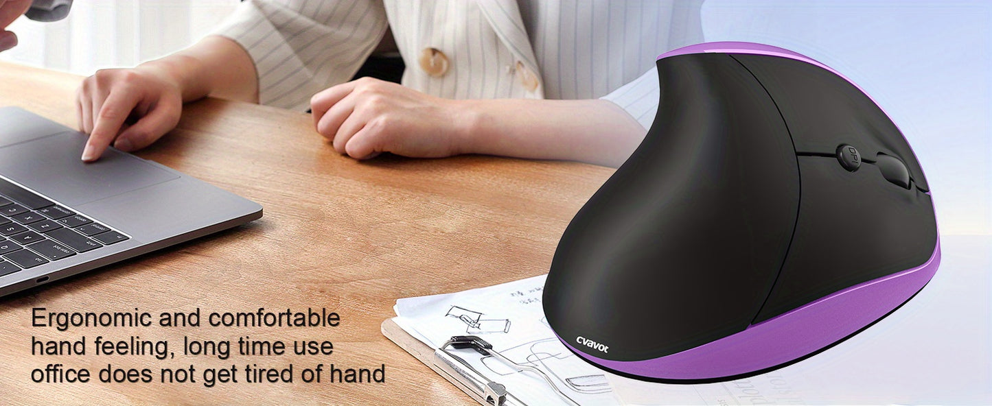 Ergonomic Mouse, Rechargeable Vertical Wireless Mouse Small Right Handed Computer Wireless Mouse for Laptop, Desktop, PC Purple