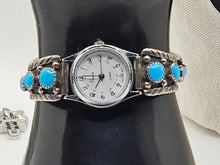 Load image into Gallery viewer, Vintage Native American Sterling Silver Watch with Turquoise 925 Silver Jewelry