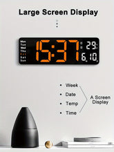 Load image into Gallery viewer, Large Screen Digital Wall Clock With Indoor Temperature Date Week Display, Desk Countdown Digital Timer, 13 Inch Nordic Simple Living Room 10-level Brightness Adjustment Auto Light Led Dual Alarm Clock With Remote Control (Bu