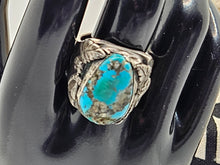 Load image into Gallery viewer, Vintage Native American Jewelry Ring 925 Silver with Large Centered Turquoise