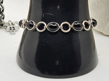 Load image into Gallery viewer, Vintage Sterling Silver 925 Link Bracelet Black Onyx 7.5 inch Jewelry Give Gift