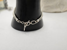 Load image into Gallery viewer, Women's 925 Sterling Silver Braided Bracelet with Three Gold Accents