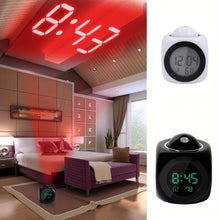 Load image into Gallery viewer, 1pc Innovative LCD Projection Desk Clock - Talking Voice Prompt, Digital Alarm, Thermometer, Snooze Function, LED Display, Time Display, Compact Design - Battery Not Included