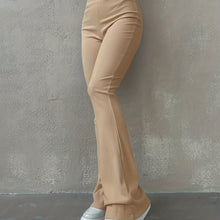 Load image into Gallery viewer, Stylish Flare Leg Pants - Soft and Stretchy Ribbed Fabric, Comfortable High-Rise Design, Flexible and Form-Fitting Waistband, Fashionable Flared Leg Style - Chic Womens Clothing for Everyday Wear
