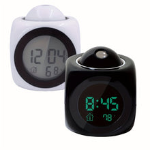 Load image into Gallery viewer, 1pc Innovative LCD Projection Desk Clock - Talking Voice Prompt, Digital Alarm, Thermometer, Snooze Function, LED Display, Time Display, Compact Design - Battery Not Included