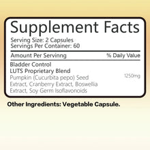 Load image into Gallery viewer, Bladder Control - with Cranberry, Pumpkin Seed Extract - Urinary Tract Health, Supports Healthy Urination - 120 Capsules