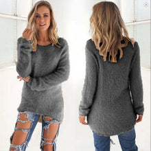 Load image into Gallery viewer, 2024 Women Warm Sweaters Solid Color O Neck Loose Knitted Pullover Long Sweater Casual Blouse Lady Hipster Comfortable Clothing