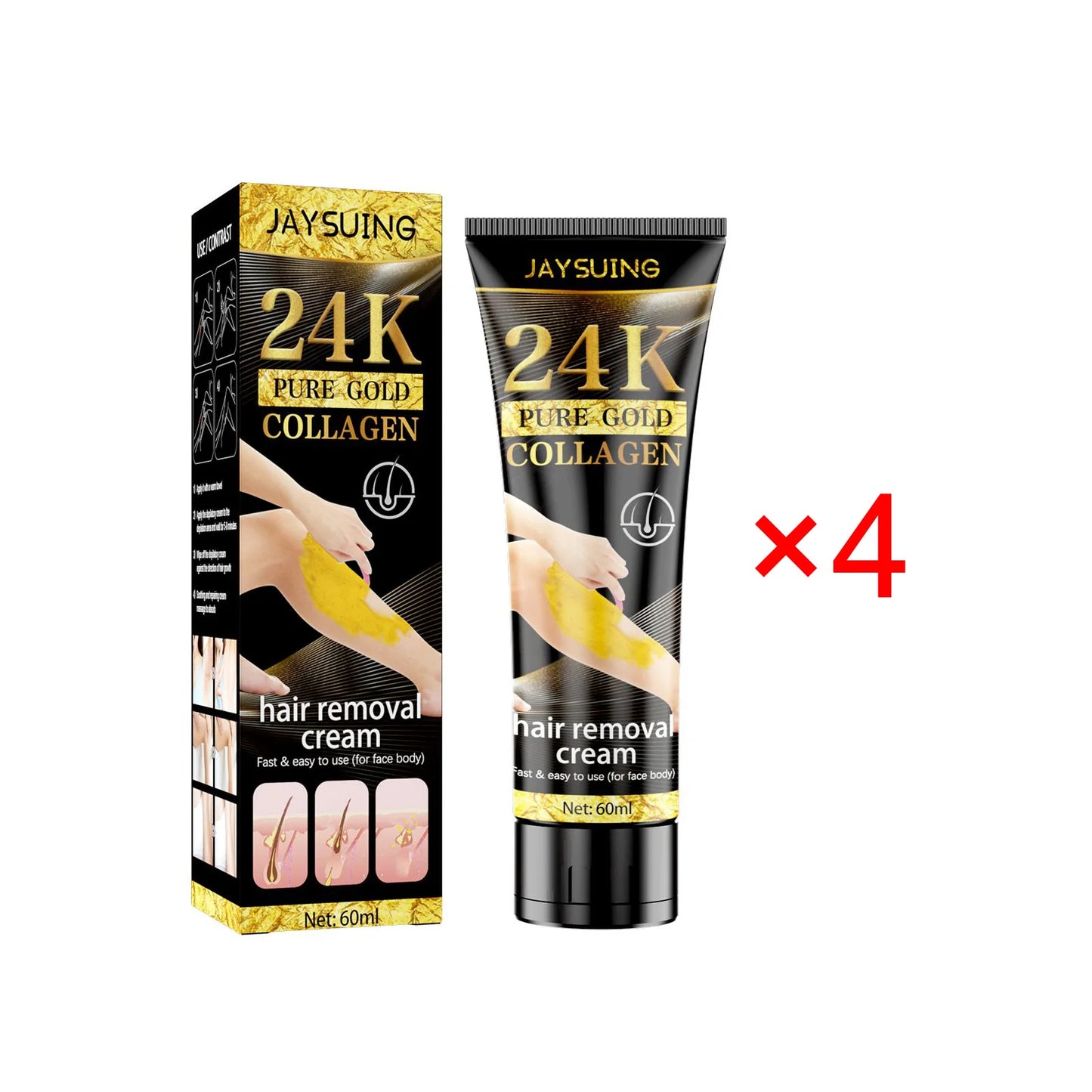 24k Pure Gold Collagen Easy Hair Removal Ladies Hair Root Softening Inhibit Hair Growth Women Body & Facial Hair Remover Cream