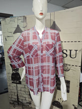 Load image into Gallery viewer, Summer Woman Top Clothing Elegant Blouses Korean Popular Reviews Many Girls Clothes Women'S Plaid Shirt Shirts & Blouses Deals