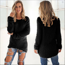 Load image into Gallery viewer, 2024 Women Warm Sweaters Solid Color O Neck Loose Knitted Pullover Long Sweater Casual Blouse Lady Hipster Comfortable Clothing