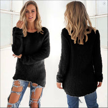 Load image into Gallery viewer, 2024 Women Warm Sweaters Solid Color O Neck Loose Knitted Pullover Long Sweater Casual Blouse Lady Hipster Comfortable Clothing